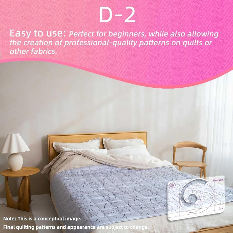 Kapyoo 3Pcs Free Motion Quilting Templates with Non-Slip Grips, Quilting Ruler and Templates for Industrial & Domestic Machines Reusable Stencils for DIY Quilt Designs (25 Series D) - Image 4